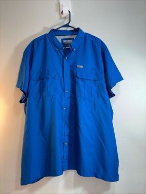 X caster Outdoor  Men’s Short Sleeve Button-Up Shirt in Bright Blue 982. SOLD